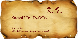 Koczán Iván névjegykártya